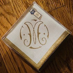 Revelation “M” Boxed Belgian Linen Cocktail 6 pc set, vintage